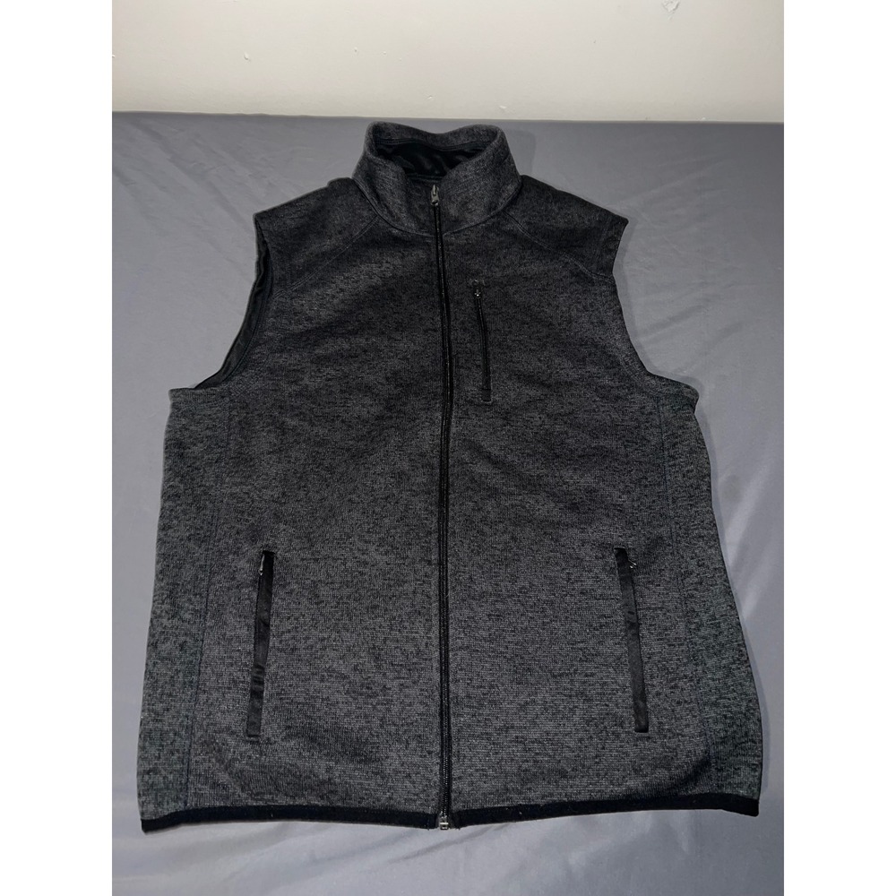 Rugby University Fleece Vest Mens Large Charcoal Grey Excellent Full Zip Marled